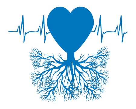 heart tree emblem - medical illustration heart health nature concept 