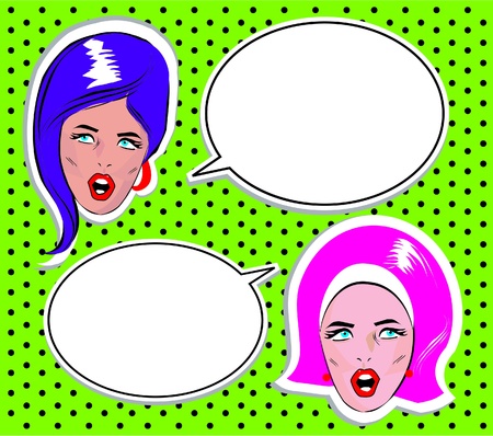 Angry Woman talking Avatar or userpic icon in pop art comic style comicsのイラスト素材