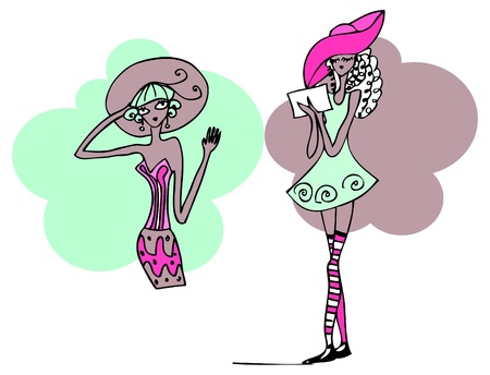 Fashion woman icon doodley tattoo girls part 4 のイラスト素材