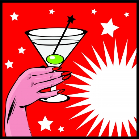 Vintage background Coctail with hand - pop art comic styleのイラスト素材