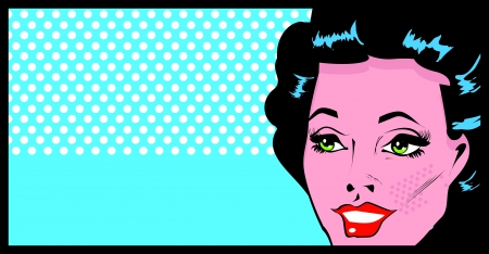 Cropped woman face pop art comic banner with Eyes Wide open のイラスト素材