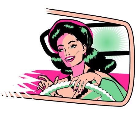 Female Motorist - Retro Clip Art collection comics styleのイラスト素材