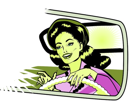 Female Motorist - Retro Clip Art collection comics styleのイラスト素材