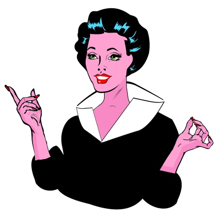 Stock Vector Illustration:Pointing Gal - Retro Clip Art collectionのイラスト素材