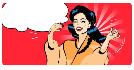 Presentation Lady - Retro Clipart Illustration popart comics styleのイラスト素材