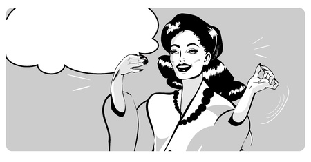 Presentation Lady - Retro Clipart Illustration popart comics styleのイラスト素材