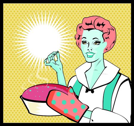Fresh Baked Pie - Housewife With Dessert  retro Artのイラスト素材