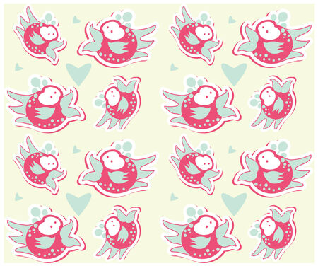 Colorful birds seamless pattern different cute birds backgroundの写真素材