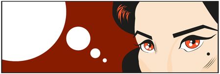 Pin-up woman eyes blank for text with space for information
