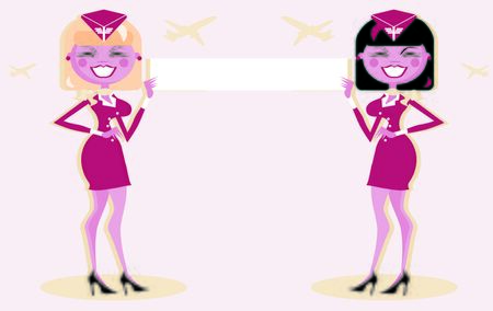 Beautiful Stewardess with blank or text messageの写真素材