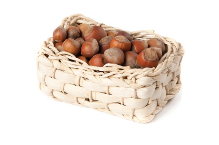 basket with nutsの写真素材