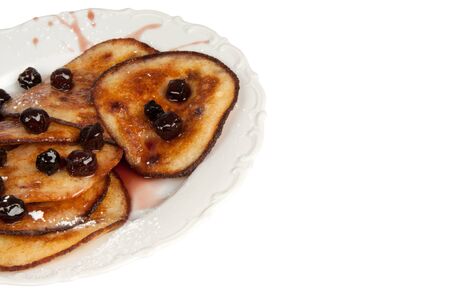 pancakes with cherry jamの写真素材