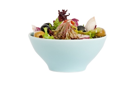 fresh mixed salad on a white backgroundの写真素材