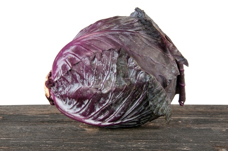 red cabbage on a wooden tableの写真素材