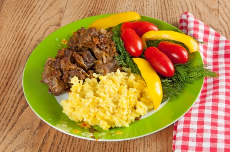 rice and lamb stew with vegetables on the tableの写真素材