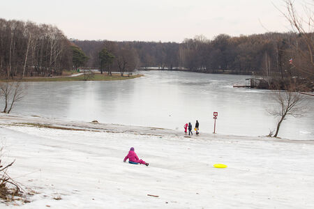 Pond in the Park "Kuz'minki" winterの写真素材