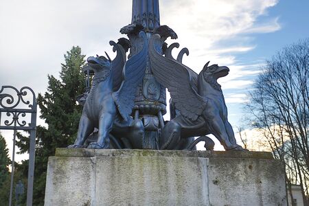sculptures of gryphons in mansion Kuzminkiのeditorial素材