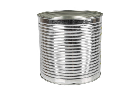 aluminum tin can for food on a white background