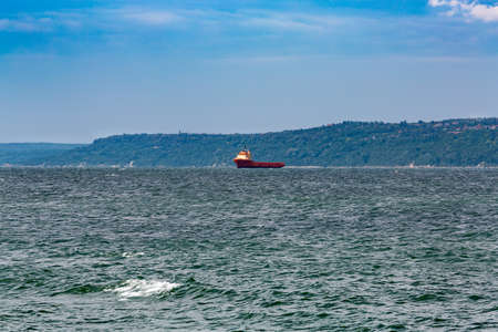 ship in the sea near the coast of Varnaの写真素材