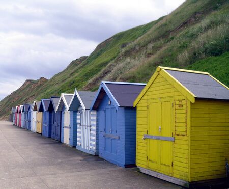 Chalets on the Promenade at Sheringham in Norfolkの写真素材
