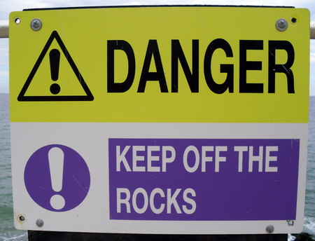 Danger Keep Off The Rocks Warning Sign