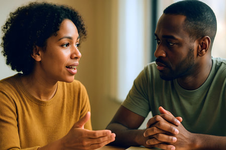 Two people continuing conversation with honest response and attentive listeningの素材