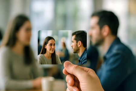 Same scene shown blurred in background and sharp in foreground frame showing perception trainingの素材