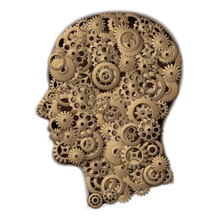 Vector gear head 3d realistic, isolated on white background.