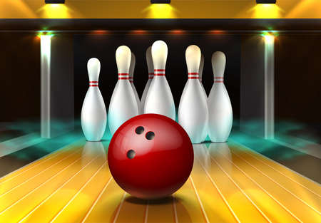3d realistic vector bowling game background.のイラスト素材