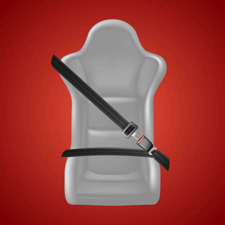 3d realistic vector safety background on red. Fasten your seat sign with fasten belt and car seat.のイラスト素材