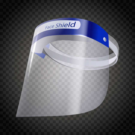 3d realistic vector face shield mask protector. Isolated on white background.のイラスト素材