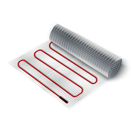 3d realistic vector icon illustration electric floor heating roll.のイラスト素材