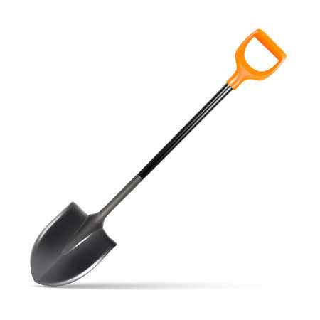3d realistic vector illustration garden spade with orange handle.のイラスト素材