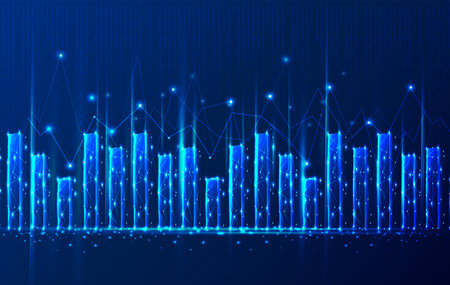 Vector tech polygonal blue background.のイラスト素材
