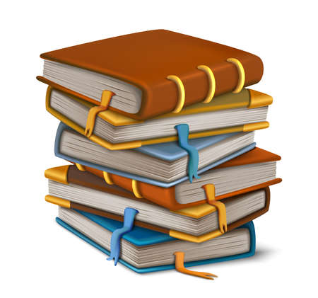 Vector old book stacked on white background.のイラスト素材