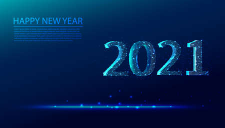 Vector low poly polygonal background happy new year 2021 year.のイラスト素材