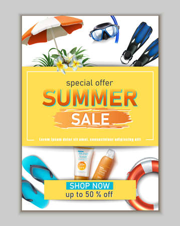 Vector summer sale banner template.のイラスト素材