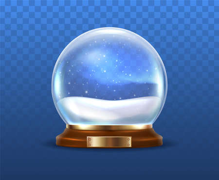 3d realistic vector Christmas snow globe, transparent glass.のイラスト素材
