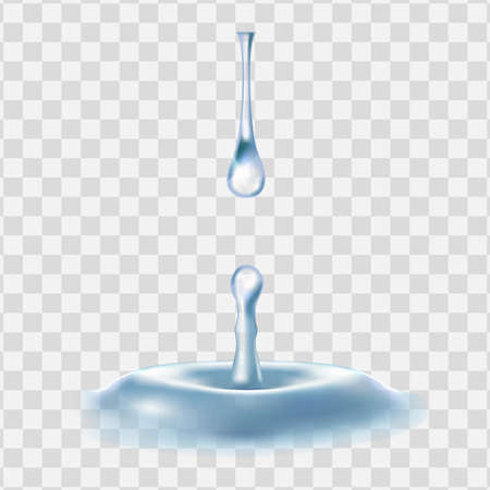 3d realistic vector icon. Water drop. Pouring. Rain. Closeup.のイラスト素材