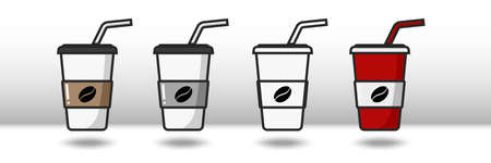 Vector colorful icon of four cups of coffee. Isolated on white background.のイラスト素材