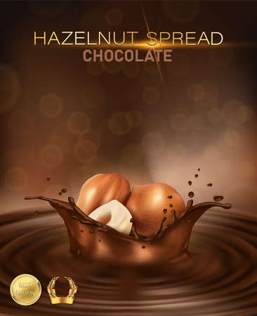 realistic vector background. Hazelnut spread background.のイラスト素材