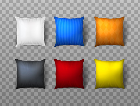 Realistic Detailed 3d Colorful Pillow Set. Vectorのイラスト素材