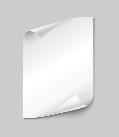realistic vector illustration. Curled paper on gray background.のイラスト素材