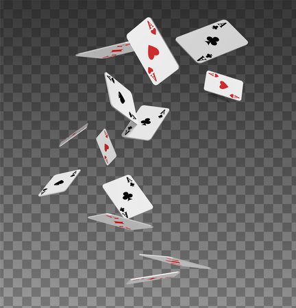 Falling poker cards aces. realistic vector icon illustration.のイラスト素材