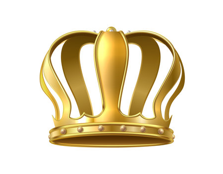 realistic vector icon. Golden king crown coronation monarchy symbol. Isolated on white background.のイラスト素材
