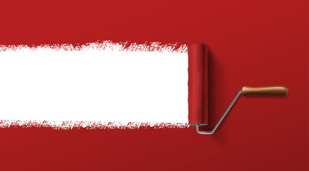 Vector banner with red paint ruler and copy space for your text.のイラスト素材