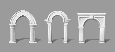 vector icon illustration. Whitte antique stone greek archs. Arhitectural element for games and ads.のイラスト素材