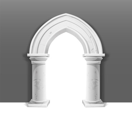 White stone antique greek arch portal on wall.のイラスト素材