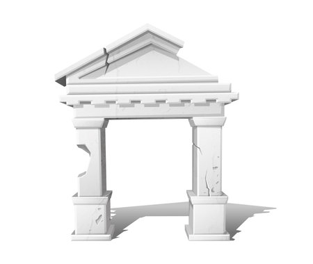 realistic vector icon illustration. Broken antique white stone greek arch.のイラスト素材