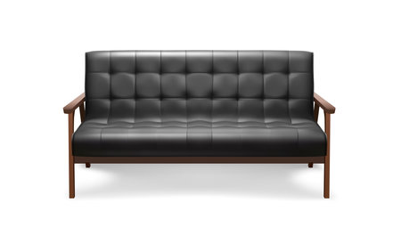 realistic vector icon illustration. Black leather sofa. isolated on white bakground.のイラスト素材